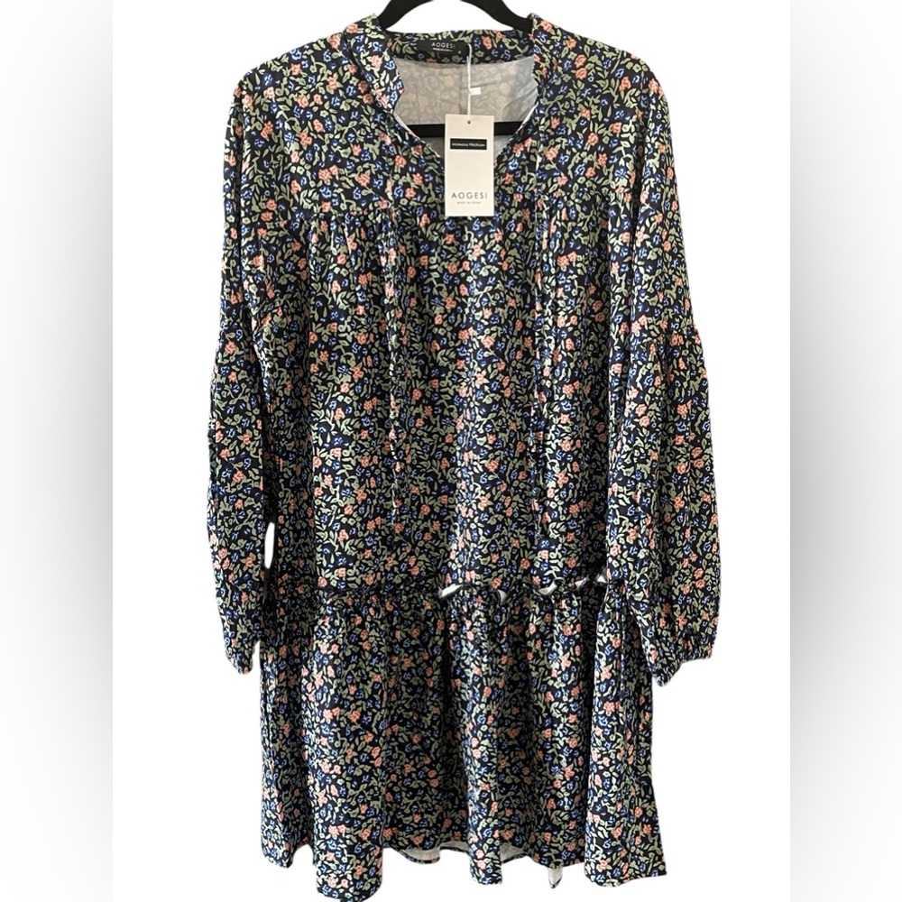 Aogesi Floral tunic short Dress Size Medium NWT